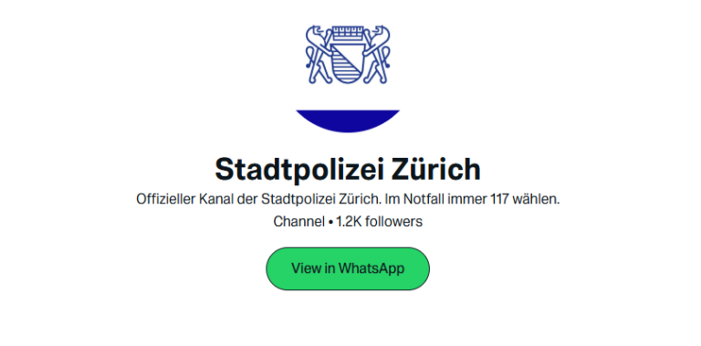 Stadtpolizei Zürich neu auf WhatsApp